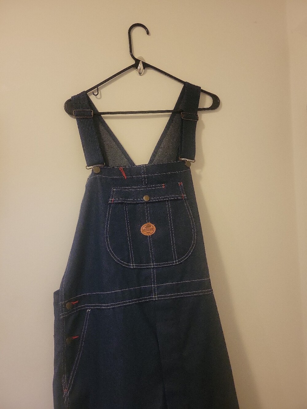 RED KAP Men's Denim Bib Overall Dark Wash 44X 30 Dark Denim Has Defects Nwt